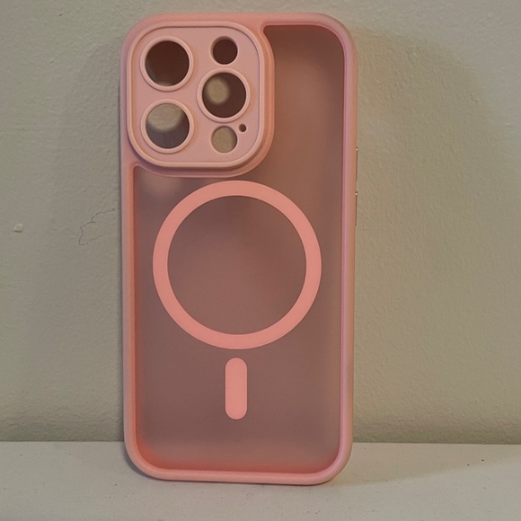 Pink Magnetic MagSafe Case for iPhone 14 Pro – Soft Silicone Transparent Back - Picture 3 of 5